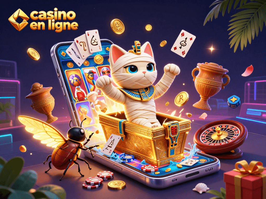Casino en ligne : découvrez l'aventure avec un chat momie égyptien au cœur d'un casino dynamique.