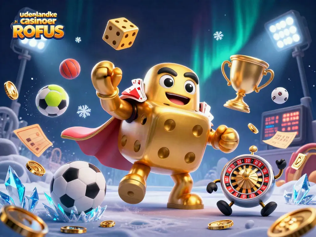 Experience excitement with udenlandske casinoer uden ROFUS featuring dynamic sports-themed 3D illustration.