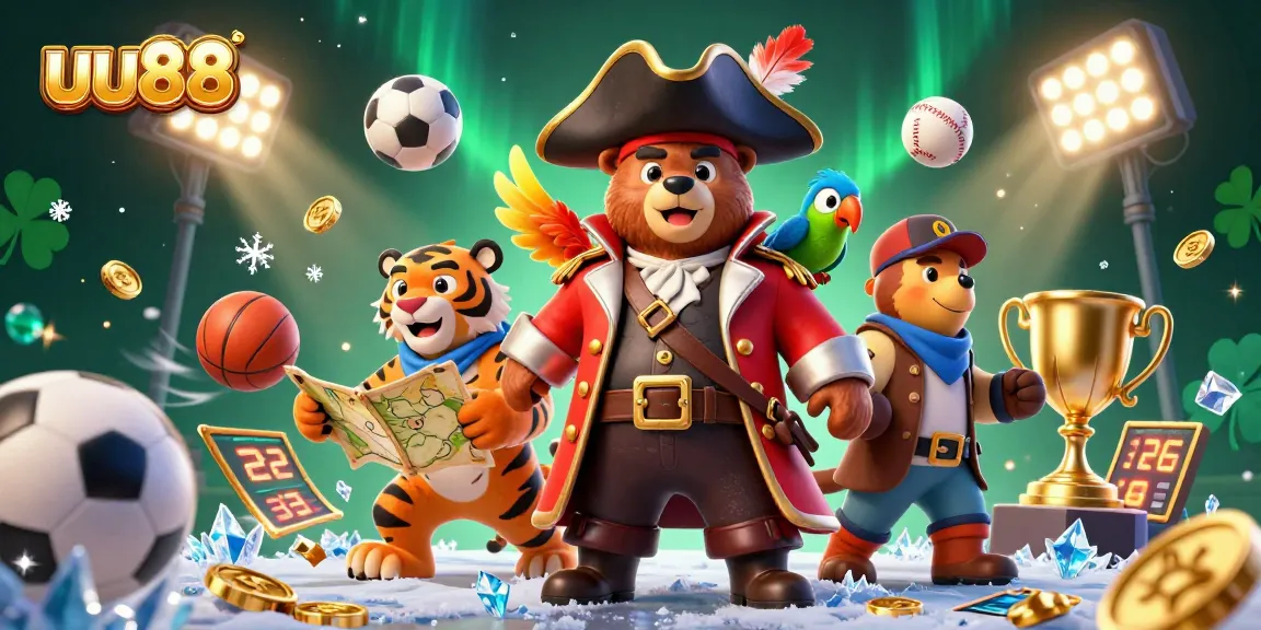 Experience thrills with uu88 as a pirate captain, fierce tiger, and golden parrot navigate adventurous sports betting.