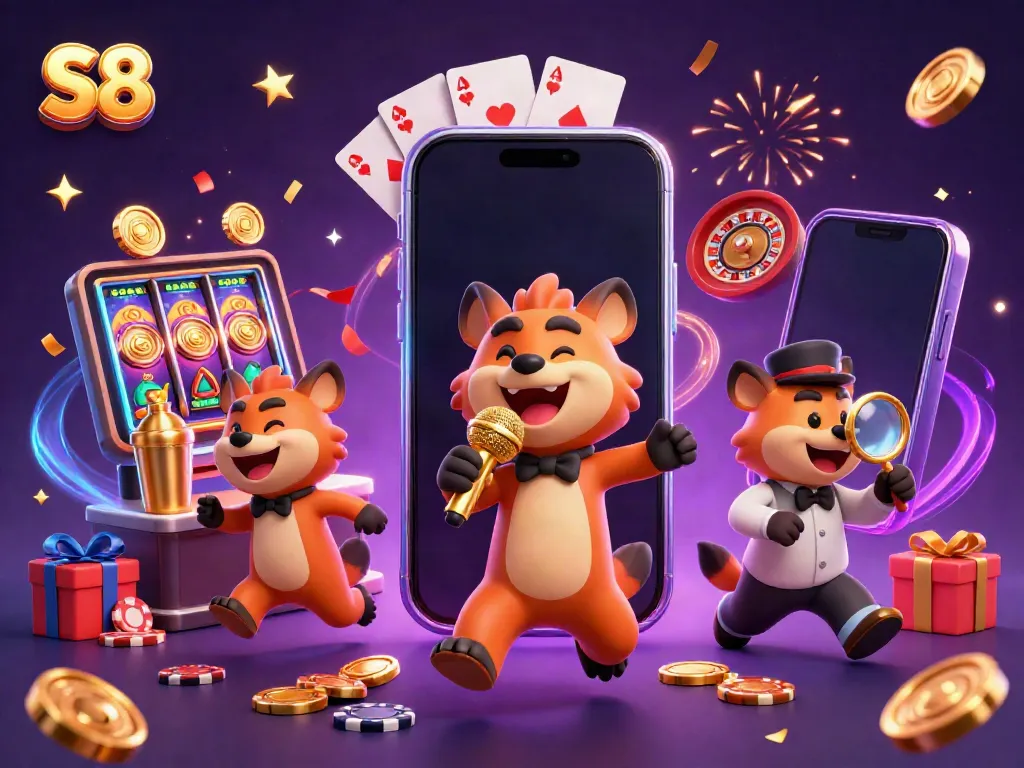 Join the fun at S8's casino with hyenas hosting and gaming action all around.