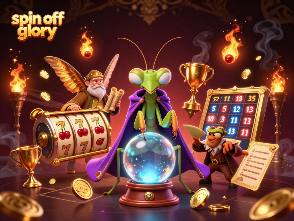 Engage with spin off glory through an enchanting 3D illustration of a fortune teller and vibrant casino elements.