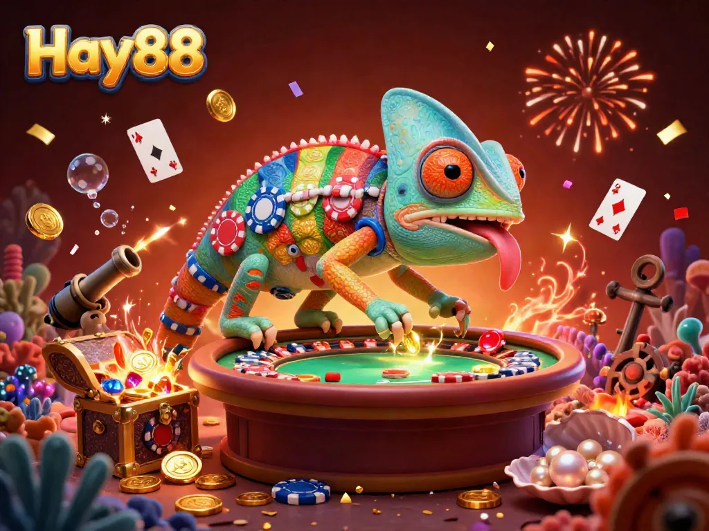 Experience the vibrant gaming world at Hay88 with colorful characters and exciting casino elements.