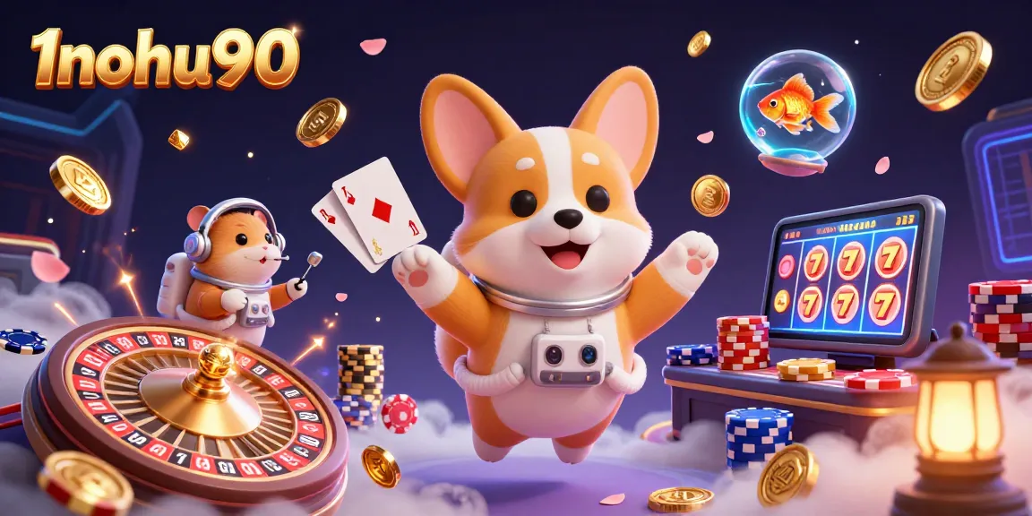 Experience thrilling gaming action at 1nohu90 with vibrant casino illustrations featuring exciting games and characters.