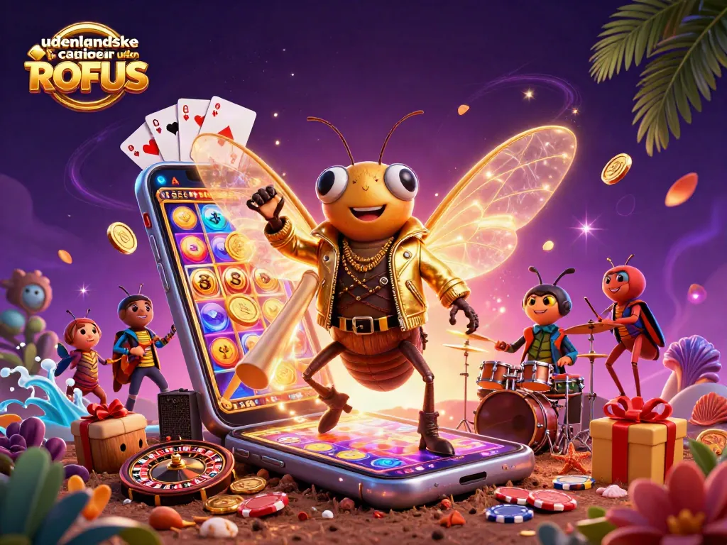 Experience udenlandske casinoer uden ROFUS with this vibrant 3D illustration showcasing dynamic casino elements.