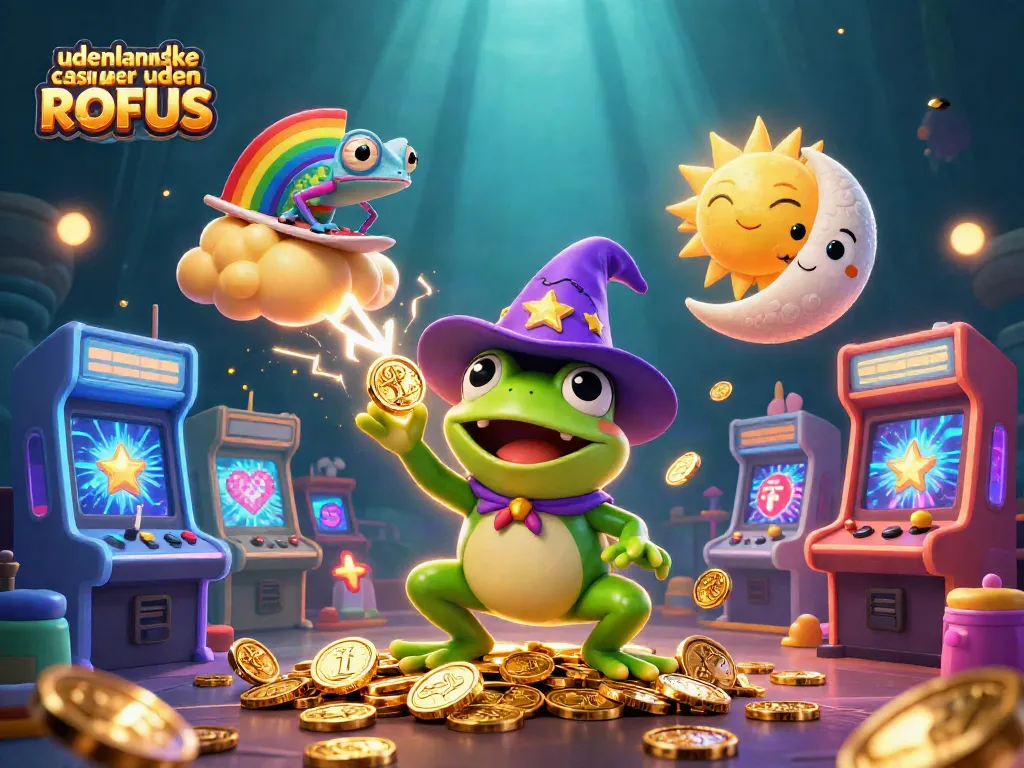Engage with udenlandske casinoer uden ROFUS in a vibrant, dynamic gaming scene featuring magical characters.