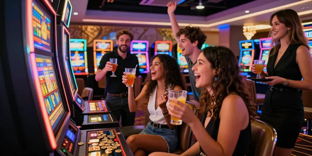 Area bermain slot gacor hari ini dengan teman-teman merayakan kemenangan besar.